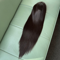 Peluca sin pegamento con cierre de encaje HD 6x6 de cabello humano liso vietnamita 1B de fábrica con banda elástica y peines