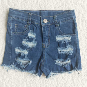 Pantalones Cortos de Mezclilla para Niñas, Transpirables, de Cintura Media, con Lentejuelas Estampadas, Color Azul - Product Image 5