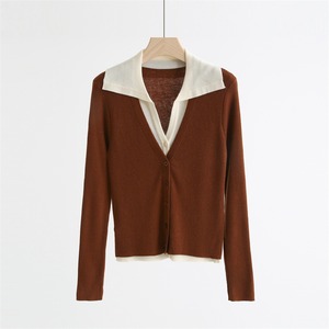 Ropa de diseñador con cuello vuelto Tops coreanos 18GG <span class=keywords><strong>Biella</strong></span> Yarn elegante Oficina delgada Cachemira cárdigan suéter de punto mujeres Tops - Product Image 2