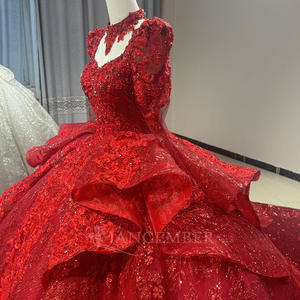 Dw0174 חמוד ערב שמלה אדומה מובחרות שרוכים שרוכים בחזרה לארועים מיוחדים שמלת כלה jancבמבר - Product Image 4