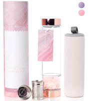 Bouteille d'eau en cristal de guérison écologique personnalisée, infuseur isolé sans Bpa avec Logo personnalisé