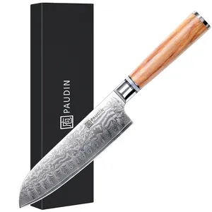 IC2 OEM Ultra Sharp 7'' Chefs Knife 67-layers Damascus Steel With Olive Handle Kitchen Knife Japanese Santoku Knife