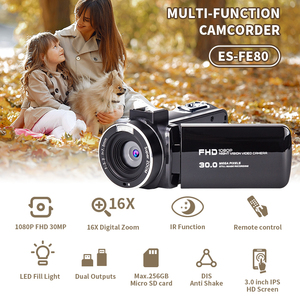 Многофункциональная видеокамера FHD 1080P Запись 16X цифровой зум видеокамера с вращающимся экраном 3,0 дюймов - Product Image 2