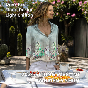 Camisa Elegante de Gasa con Estampado Floral para Mujer, Primavera-Verano 2024, Transpirable, con Logotipo Frontal, Informal y a la Moda - Product Image 2