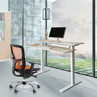 CHARMOUNT Bureau debout électrique moderne à hauteur réglable en aluminium à double plateau, bureau assis-debout, cadre à double moteur
