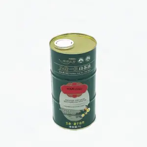 Hot Customization Edible Oil Tin Can Packaging Food Grade Olive Oil 1L Round Metal Tin Can