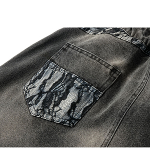 Pantalones Cortos Vaqueros Personalizados para Hombre de una <span class=keywords><strong>Empresa</strong></span> de Ropa, Pantalones Cargo Vaqueros Deslavados, Pantalones de Estilo Urbano con Estampado de Pitón Desgastado - Product Image 3