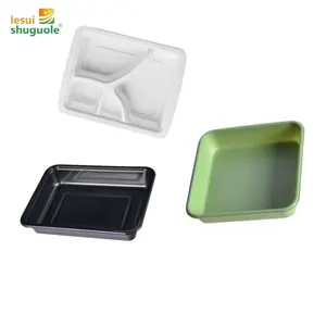 Lesui環境にやさしいグリーンCPETペストリーデュアルオーブン可能電子レンジ対応包装箱プラスチックトレイ食品容器CPETトレイ