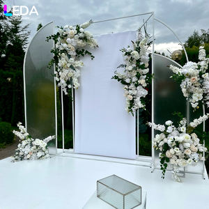 Arco de metal blanco personalizado de alta calidad LEDA con hilera de flores para decoración de bodas y fiestas - Product Image 1