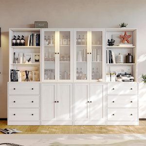 Meuble de classement vertical, bibliothèque moderne à 4 niveaux avec 3 grands tiroirs, meuble de classement en <span class=keywords><strong>bois</strong></span> avec étagère de rangement ouverte fixe - Product Image 3
