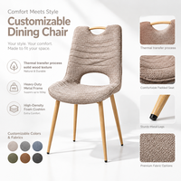 Chaise B2B à dossier en cuillère, structure en fer épais, assise en lin moelleux avec éponge haute densité, matériaux personnalisables, pour restaurants, achat en gros, service OEM