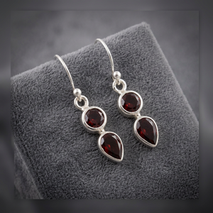 925 Sterling <b>Silver</b> <b>Stud</b> Earrings Natural Garnet Gemstone Women's Trendy Wedding Jewelry Custom Gold Vermeil - Product Image 3