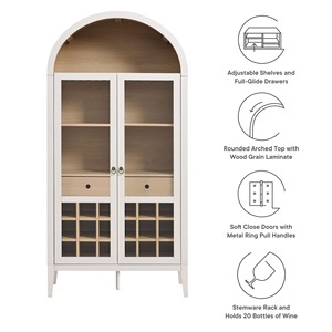 Mobile Bar Alto ad Arco in Stile Rustico <span class=keywords><strong>con</strong></span> Finitura Laminata Effetto Legno, Lusso per <span class=keywords><strong>Soggiorno</strong></span>, Sala da Pranzo, <span class=keywords><strong>Cucina</strong></span> - Vendita all'Ingrosso - Product Image 4