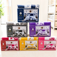 Lot de 8 draps de lit modernes en microfibre 200TC écologiques avec rideaux, taille King, imprimés, avec sac de transport – Vente en gros