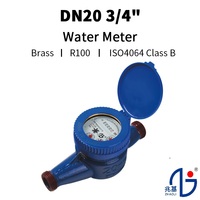 Medidores de Flujo de Agua Mecánicos Multi-Jet DN20 de Hierro Fundido/Latón, Protección IP68, Roscados, OEM, Precisión Clase B, ISO4064