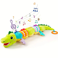 Jouet sensoriel pour bébé en forme de caméléon coloré, avec boucle de suspension, perles créponnées et hochet couineur, pour poussette, berceau et siège auto