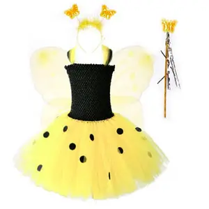 Animal Enfants Filles Robes Grande Abeille Jaune Costume Longues Robes de Fête Costumes