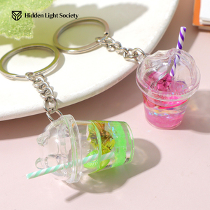 Meyveli Boba Çay Anahtarlığı - Pastel Renkli Reçine İçecek Şeklinde Kolye Ucu, Kızlar İçin Sevimli DIY Çanta Aksesuarı Toptan Satış - Product Image 3