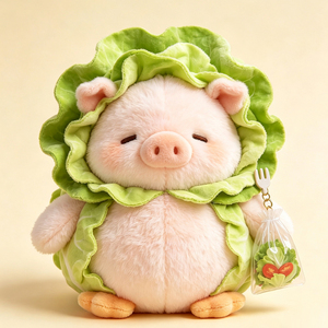 Peluche animale en forme <span class=keywords><strong>de</strong></span> <span class=keywords><strong>chou</strong></span>, série <span class=keywords><strong>de</strong></span> poupées mignonnes : Renard, Cochon, Crocodile, Husky, Pingouin, Personnalisable - Product Image 2