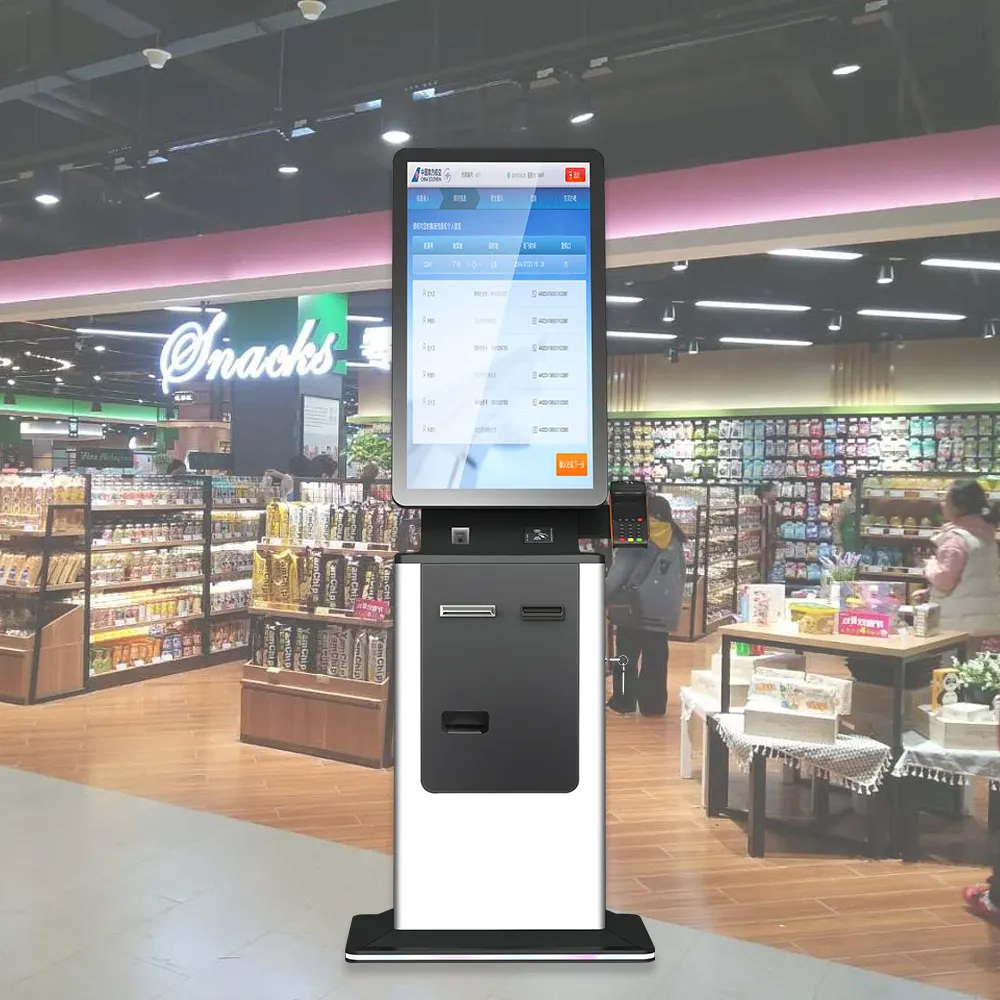 Restaurant fast food all in one automatic touchscreen cash smart self order kiosk restaurant