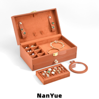 Boîte à bijoux en cuir PU à 2 étages avec miroir et tiroir, grande capacité, pour colliers, bracelets, bagues, boucles d'oreilles, étui de rangement, logo personnalisé