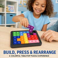 40-Piece TPR Pop Bubble Block Puzzle dengan Alas PP, Mainan Konstruksi Hewan & Alam Warna-warni dalam Kotak Retail