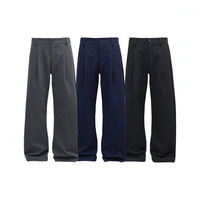 Pantalon décontracté à jambe droite, coupe ample, style preppy, à rayures texturées, en tissu mélangé, pour le printemps/été