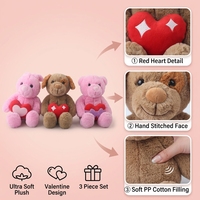 Peluche mignonne pour la Saint-Valentin, ours en peluche, chien, lapin, animal en peluche tenant un cœur rouge, cadeau d'amour, vente en gros
