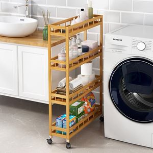 Carro de cocina de bambú Carro móvil multicapa Estante de almacenamiento multifuncional Carro respetuoso con el medio ambiente - Product Image 6