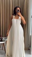 GX9439 Mode 2025 Vêtements d'Été Boutique Femme Robe Longue Sexy Plissée Fleurie 3D à Bretelles Sans Manches Élégante Soirée