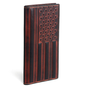 <b>Men's</b> Genuine Leather <b>Wallet</b> With American Flag Design <b>RFID</b> Blocking Multi-Card Short <b>Wallet</b> Light Brown 4.3 x 3.5 Inches - Product Image 5