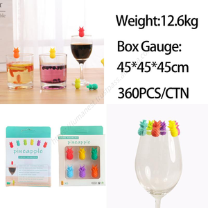 Etiquetas de Identificación para Vasos de Piña, Marcadores de Copas para Fiestas, 6 Piezas, Silicona, Vino Tinto - Product Image 3