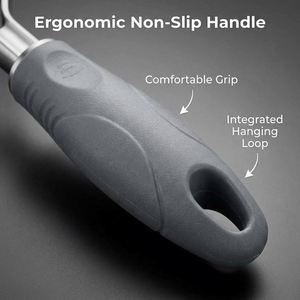 Écrase-pommes en acier inoxydable robuste avec poignée ergonomique grise à prise souple - Product Image 4