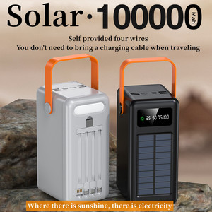 Sạc dự phòng năng lượng mặt trời di động tích hợp cáp, siêu bền, dung lượng cực lớn 100000 mAh, tích hợp đèn LED, dùng cho cắm trại ngoài trời - Product Image 4