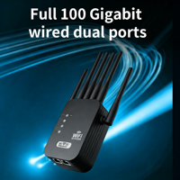 Extensor y Repetidor de Wi-Fi de 300 Mbps y 2.4 GHz con 6 Antenas para Ampliar el Alcance de 2 km, Doble Banda, LAN Cableada
