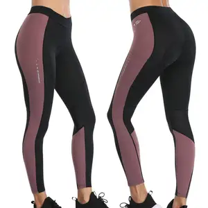 Santic Pantalon Long Réfléchissant VTT Vélo Collants Vélo Leggings Pantalon de Sport avec 3D Femmes Cyclisme Rembourré Respirant Maille