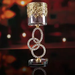 새로운 현대 금속 버터 램프 헤드 드릴 간단한 원통형 유리 크리스탈 웨딩 호텔 연회 캔들 홀더