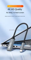 Cable de Extensión de PVC con Conector Tipo-C Macho-Hembra de Alta Definición 4K 4K30Hz para Cine en Casa y Computadora
