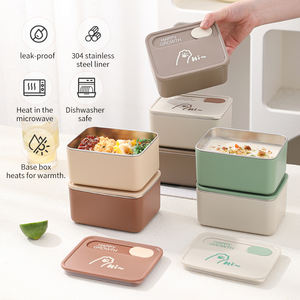 Juego de fiambrera portátil de acero inoxidable con bolsa aislada y juego de cubiertos para niños, fiambrera de preparación de comidas para niños - Product Image 6