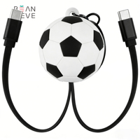 Câble de données rétractable 2 en 1 personnalisé pour le football, mini portable, pour téléphone portable Android, ordinateur portable, football, câble de charge rapide 60W