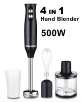 Mixeur plongeant multifonction 4-en-1 500W à 2 vitesses réglables pour appareils ménagers avec mousseur et presse-agrumes
