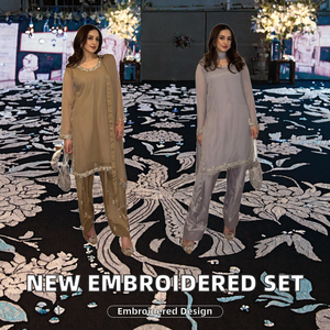 Nouvelle collection de créateurs, salwar kameez en faux georgette avec broderie, ensemble de fête entièrement cousu, prêt à porter, séchage rapide, toutes saisons - Product Image 2