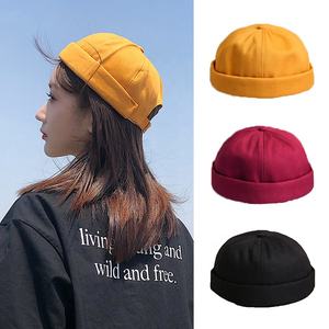 Sangle en cuir réglable MIO Sailor Melon Cap Docker Cap Solid Color Retro Beanie - Product Image 3