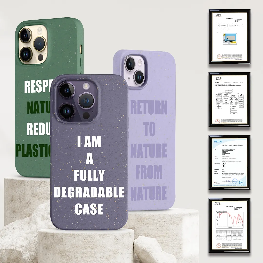 In stock Fully Biodegradable Phonecase for iPhone 14 Pro PLA Custom Mobile Cover for Fundas iPhone 11 12 13 Recycled Phone Case