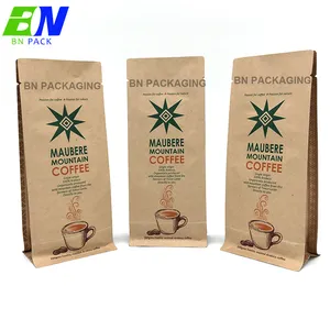 EVOH Thân Thiện Với Môi Trường PLA Trắng Kraft Paper Block Bottom Túi Cà Phê Với Logo