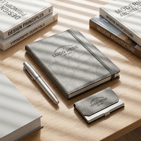 Juego de Cuaderno A5 de Cuero PU con Logotipo Personalizado al por Mayor y Bolígrafo de Metal, Regalo Corporativo de Papelería para Eventos Ejecutivos