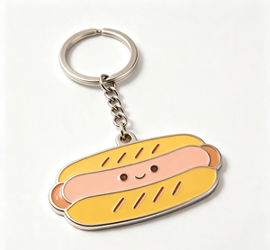 Custom Enamel Food Keychain <b>Cute</b> Hot Dog <b>Keyring</b> Metal Pendant Lightweight Souvenir Gift - Product Image 1