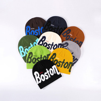 Bonnet en tricot jacquard personnalisé unisexe avec logo en lettres contrastées, bonnet d'hiver en acrylique à revers, bonnet streetwear pour hommes et femmes
