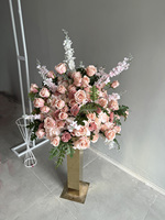 S731 décoration de mariage faux arrangement Floral soie artificielle automne orange rose arrangement Table fleur boule pièce maîtresse
