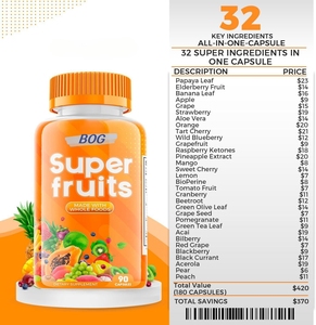 32+ Superaliments en Capsules Entières Super Greens Fruits pour l'Immunité, l'Énergie, la Santé Cérébrale, Végétalien, Sans OGM, Antioxydant - Product Image 5
